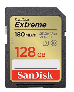 Cartão de Memória SD SANDISK 128 GB Extreme (90MB/s - 180MB/s)