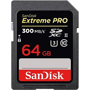 Cartão de Memória SD SANDISK 64 GB Extreme PRO V90 (W:260 R:300MB/s)