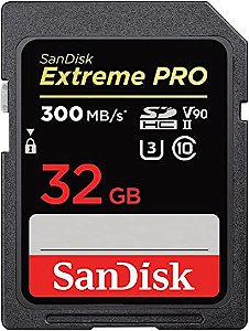 Cartão de Memória SD SANDISK 32 GB Extreme PRO V90 (W:260 R:300 MB/s)