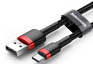 Cabo USB-C para USB-C 60W Red Black BASEUS - Vermelho (2 metros)