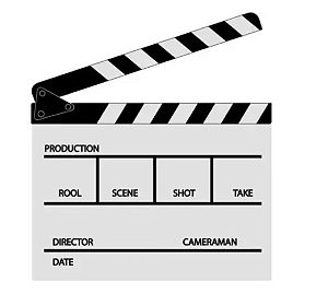 Claquete Cinema para gravação de vídeos (Branca com Barra Preta e Branca B/PB)