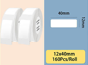 Etiqueta branca 12 x 40mm para impressora Niimbot D11