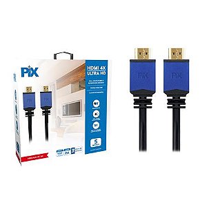 Cabo HDMI 2.0 4K HDR 19p UltraHD com filtro e com 5 metros (PIX)