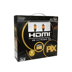 Cabo HDMI 2.0 4K HDR 19p UltraHD com filtro e com 30 metros (PIX)