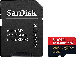 Cartão de Memória micro SD SANDISK 256 GB Extreme Pro (140MB/S - 200MB/s)