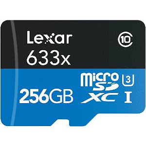 Cartão de Memória micro SD Lexar 256 GB com adaptador