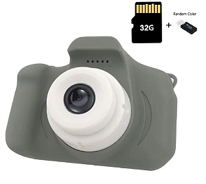 Câmera de Brinquedo para crianças,  com cartão 32GB (Cinza Grey)