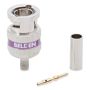 Belden 6 GHz BNC Conector de crimpagem de 3 peças para cabo coaxial Mini RG59 (pacote com 50)