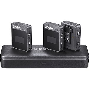 Godox MoveLink II M2 Sistema de microfone sem fio compacto para 2 pessoas para câmeras e smartphones com 3,5 mm (2,4 GHz