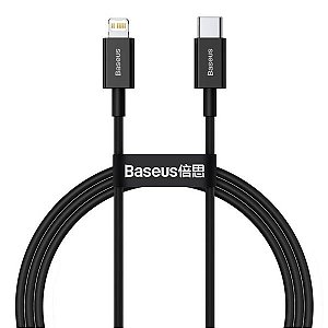 Cabo USB-C a Lightning Baseus CATLYS-A01 Superior 20 W - Preto 1 metro