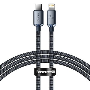 Cabo USB-C a Lightning Baseus CAJY000201 Crystal Shine 20 W - Black 1.2 metros