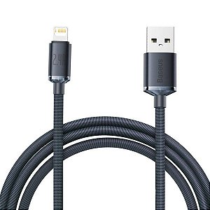 Cabo USB-A a Lightning Baseus CAJY000101 Crystal Shine 2.4A - Black 2 metros