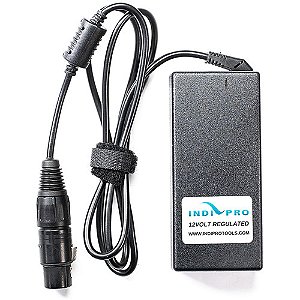 Fonte de alimentação IndiPRO Tools 12 V com conexão XLR de 4 pinos