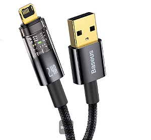 Cabo USB a Lightning Baseus CATS000401 Explorer 20W - Black 1M