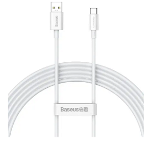 Cabo USB-A a USB-C Baseus CAYS001002 65W - Branco 2M