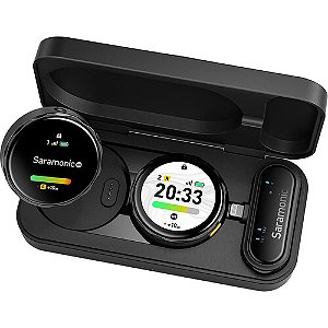Saramonic Blink Me U2 Sistema de microfone sem fio clip-on para 2 pessoas com telas sensíveis ao toque e gravação