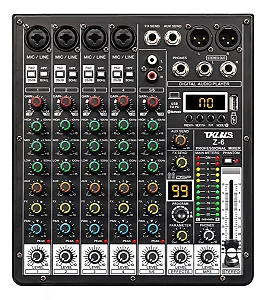 Mesa De Som Tklbls Z6 Com 6 Canais Bluetooth Usb 99 Efeitos