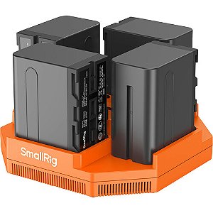 SmallRig 4834 Carregador SmallRig de 4 canais + Kit de 4 baterias L-Series/NP-F970