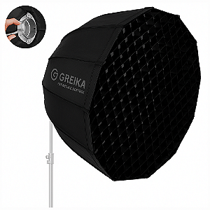 Softbox Greika GSL-90 Parabólico Montagem rápida Bowens com Grid - 90cm - Preto/Cinza