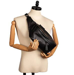 Pochete Couro Preto Athena (01397)