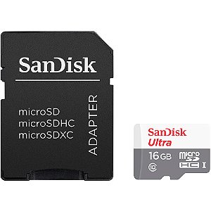 Cartão de Memória micro SD SANDISK Ultra 16 GB com adaptador SD
