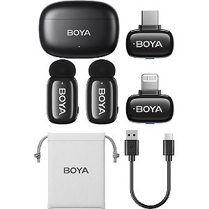 Microfone Sem Fio Boya Mini Lightning + USB-C (2TX+2RX)