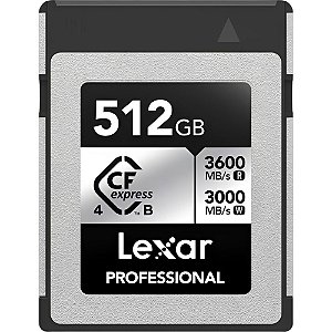 Cartão de memória CFexpress Lexar Professional TYPE B SILVER 1750-1300MB/S 512GB