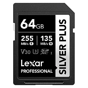 Cartão de Memória SD 64GB V30 Silver Plus Lexar SDXC UHS-I 255/135 MB/s