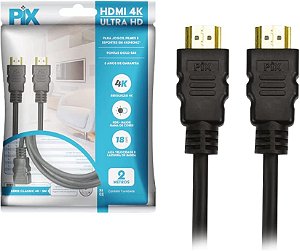 Cabo HDMI 4K 2.0 HDR 19p 2 metros (PIX) 018-2222