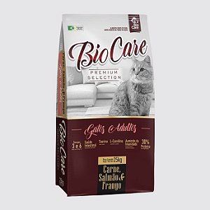 Ração BioCare Selection Gatos Adultos Carne Salmão e Frango