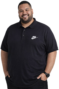 POLO PIQUET NKE PRETA G4 AO G9 MASCULINA PLUS SIZE