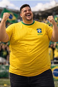 Camisetas Seleção Brasileira Algodão Masculina Plus Size Preta G4 ao G9 200kilos