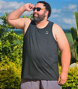 CAMISETA REGATA BOSS MULTIMARCAS PLUS SIZE PRETA ALGODÃO G4 ao G8