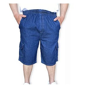 Bermuda Elastico e Cordão 48 ao 64 Dazzling Plus Masculino Jeans 6 bolsos