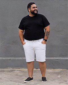 Bermuda Sarja Elastano 48 ao 66 Plus Masculina Branca