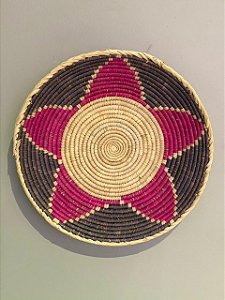 Cesto de Palha - Rosa e Roxo