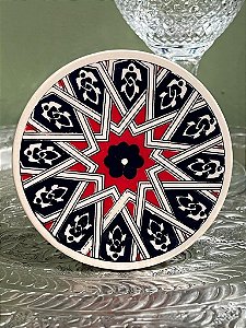 Porta Copos - Descanso Turco - Cerâmica - Vermelho e  Azul