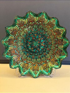 Centro de Mesa em Vitral - Estrela - Verde - Grande