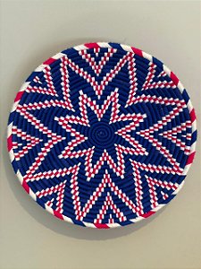 Cesto Marroquinos - Mesa e Parede - Azul, Rosa e Branco  - 47CM