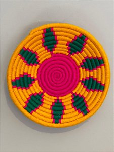 Cesto  Marroquinos - Mesa e Parede - Amarelo, Verde e Rosa  - 31CM