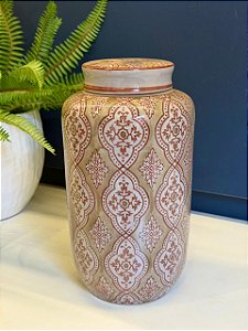 Potiche - Cerâmica - Bege e Rose - 24CM