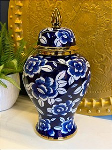 Potiche - Azul e Branco - Cerâmica