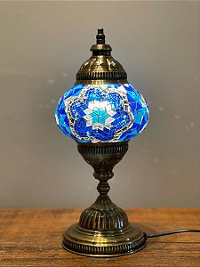 Luminária Turca - Mosaico - Tamanho M - Azul - Estrela