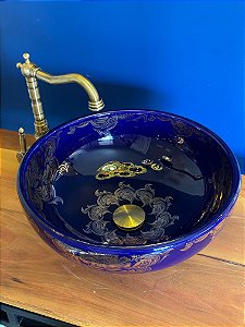 Cuba Sobrepor - Azul e Dourado - Arabesco
