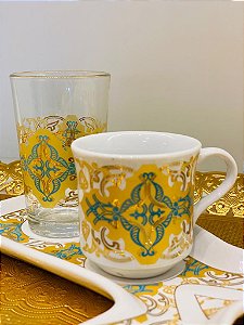 Jogo Xícara Turca - Conjunto 3pçs - Arabesco - Amarelo