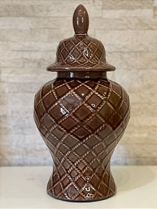 Vaso Potiche - Marrom - Cerâmica - Pequeno