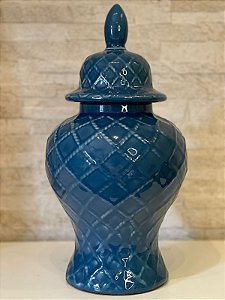 Vaso Potiche - Azul  - Cerâmica - 36CM