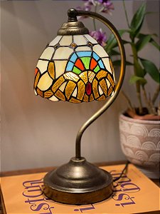 Abajur Tiffany - Pendente - Vitral - Dourado