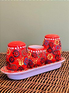 Galheteiro Turco - Porta Tempero - Vermelho