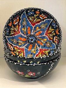 Bowl - Verde - Cerâmica - Turquia - Tamanho Grande - Pintura Relevo